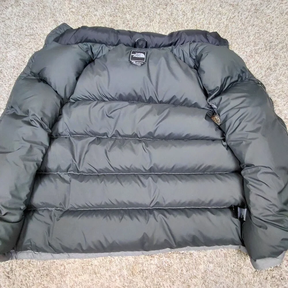 The North Face Nuptse 700 Fill Goose Down Puffer Vest Mens XL Grey Black Zip Up